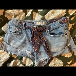 Free People Denim Shorts with Fabric Belt